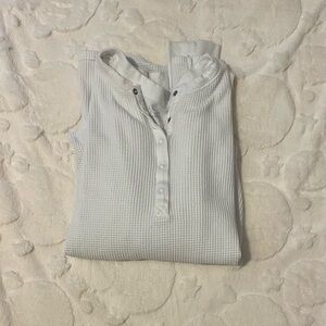 Offline by Aerie Long Sleeve Henley Top: Off white